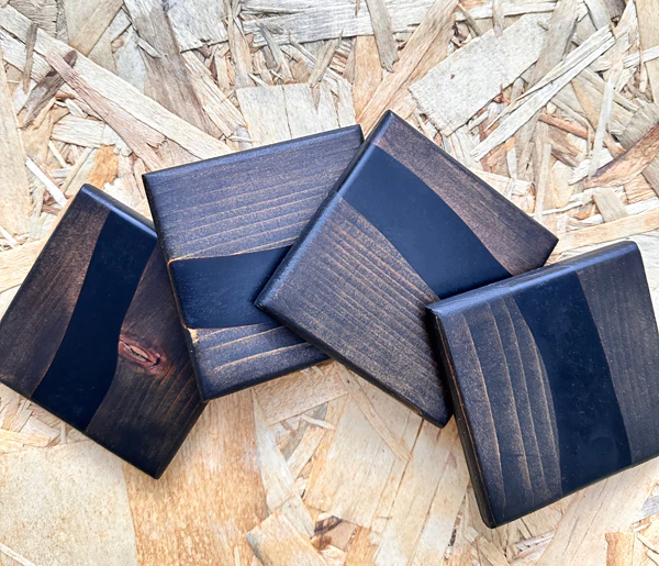 Ebony Drink Coasters with Black River