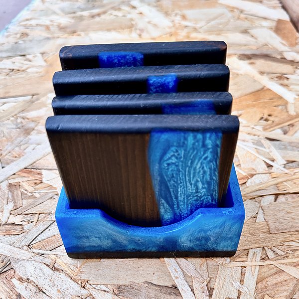 Ebony Drink Coasters with Holder